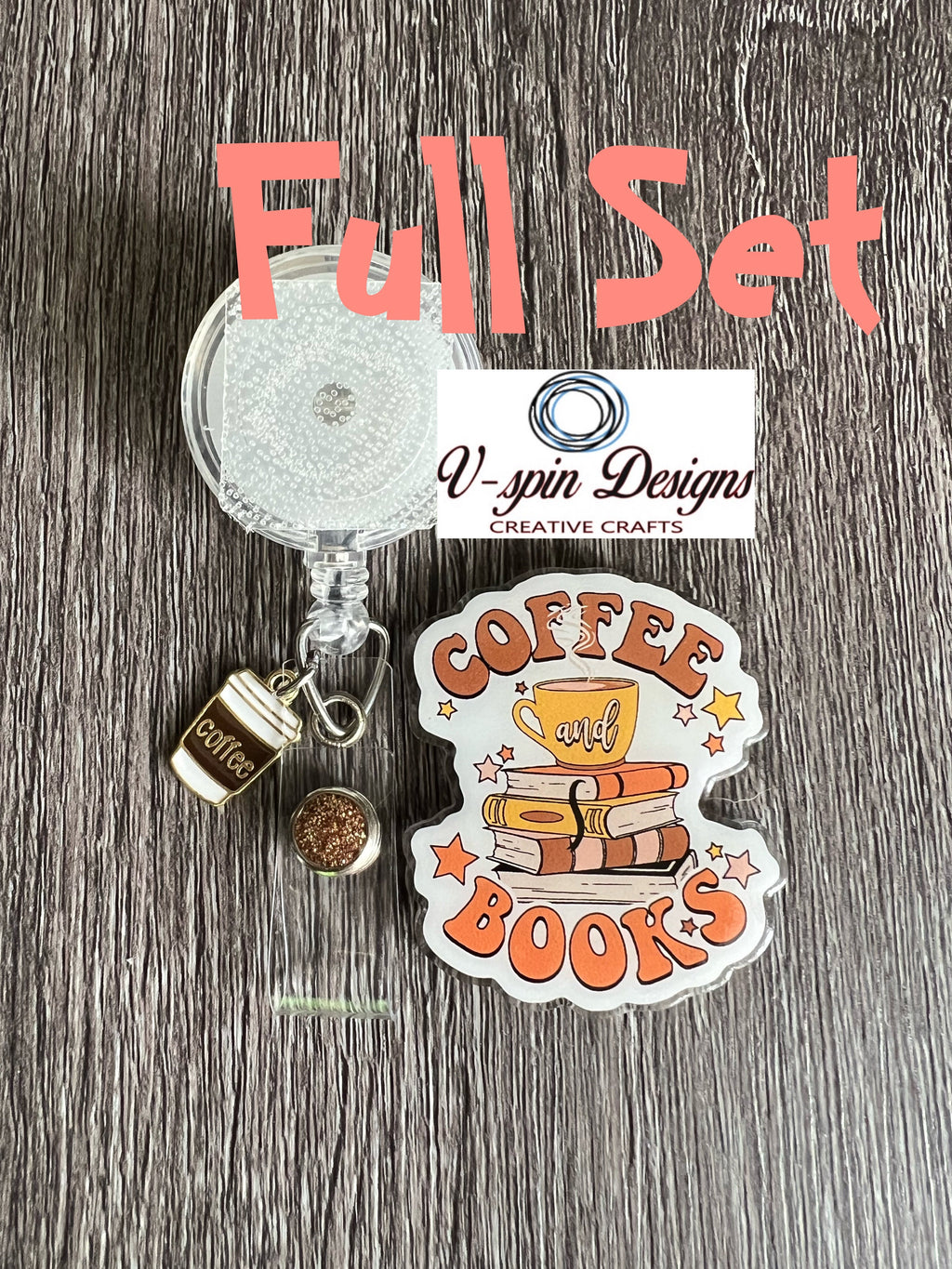 Coffee and Books badge reel/ID Holder/nurses/teachers/book badge reels