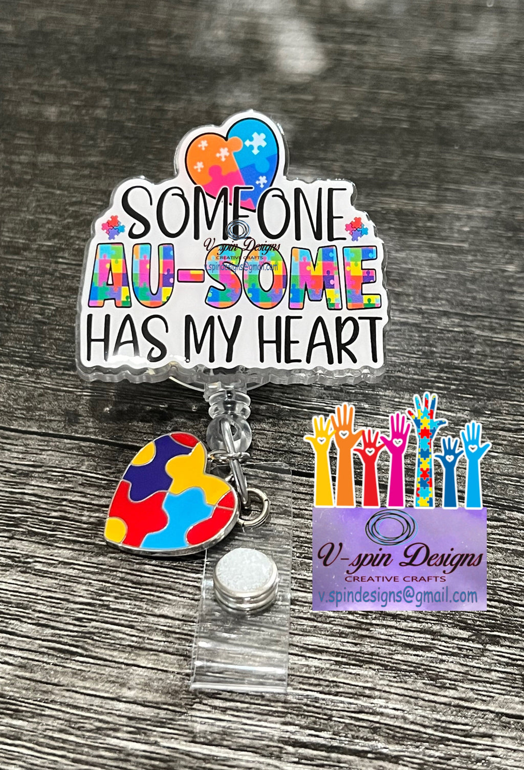 Autism “Someone Au-some Has My Heart” badge reel/ID holder/card holder/nurses/pediatrics/teachers