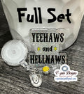 Yeehaws & Hellnaws Glitter Badge Reel: Western Funny Acrylic ID Holder