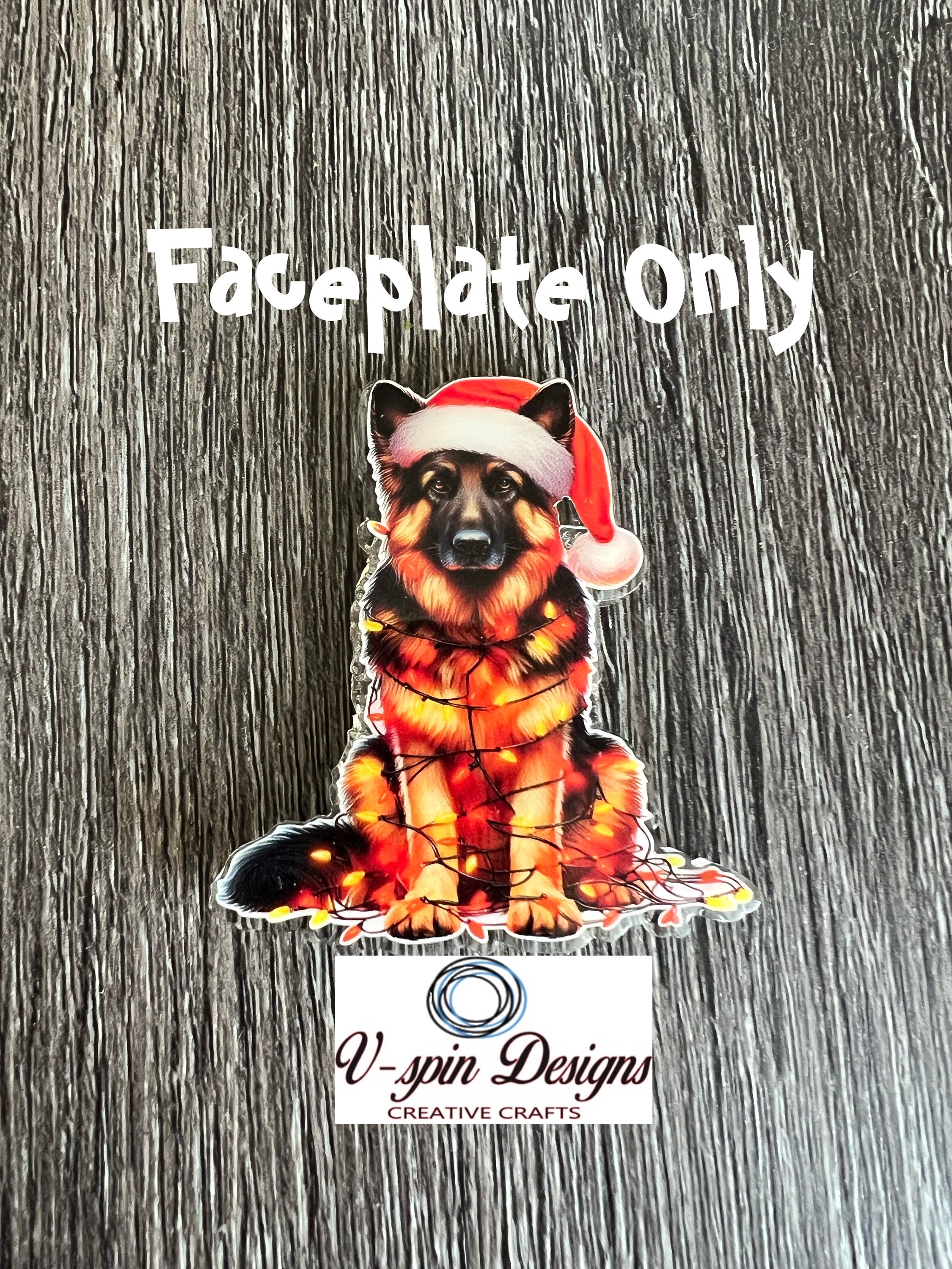 Festive German Shepherd Christmas Badge Reel | Holiday Retractable Acrylic ID Holder