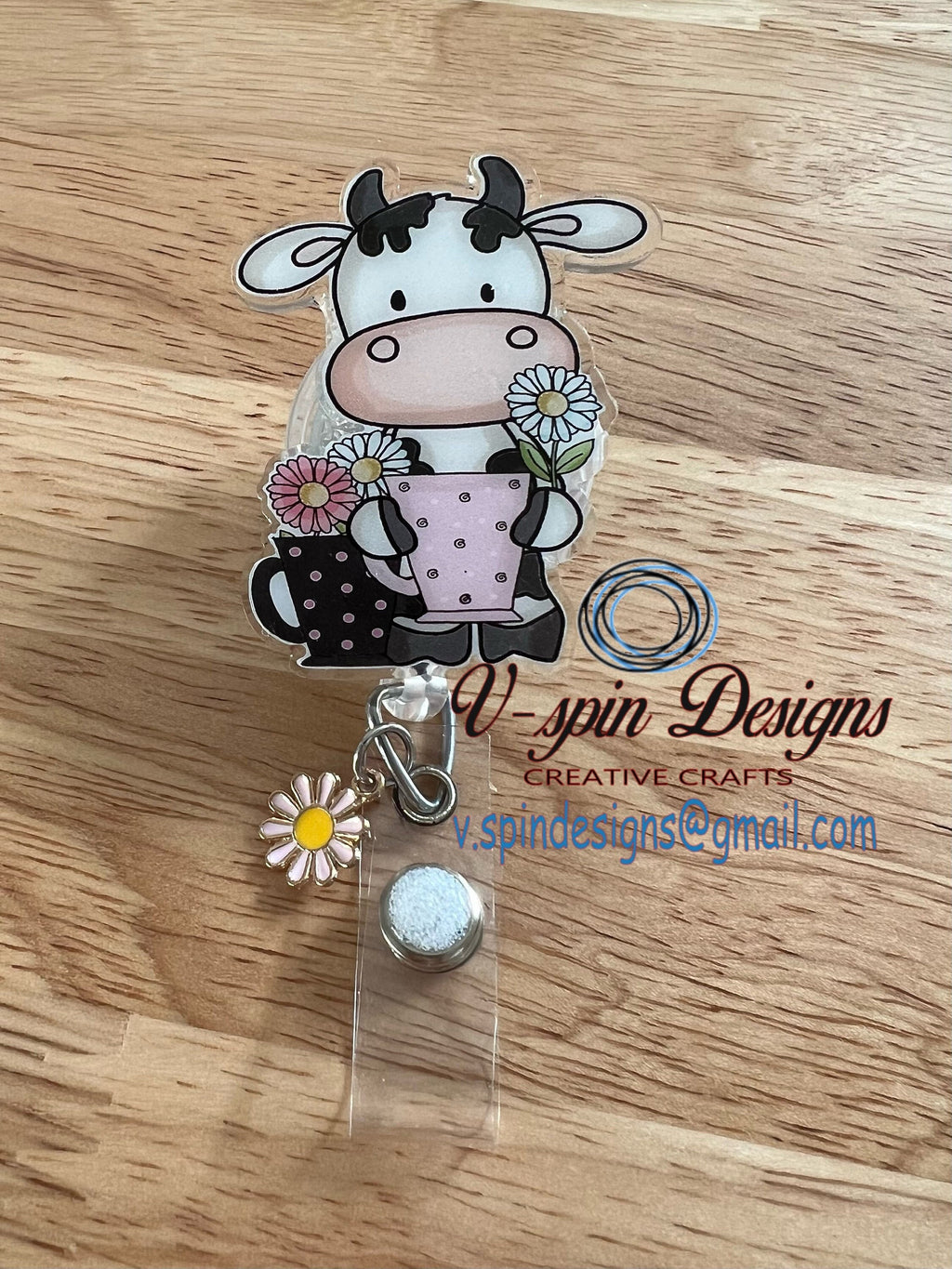 Coffee Cow Badge Reel | Western Retractable Acrylic ID Holder