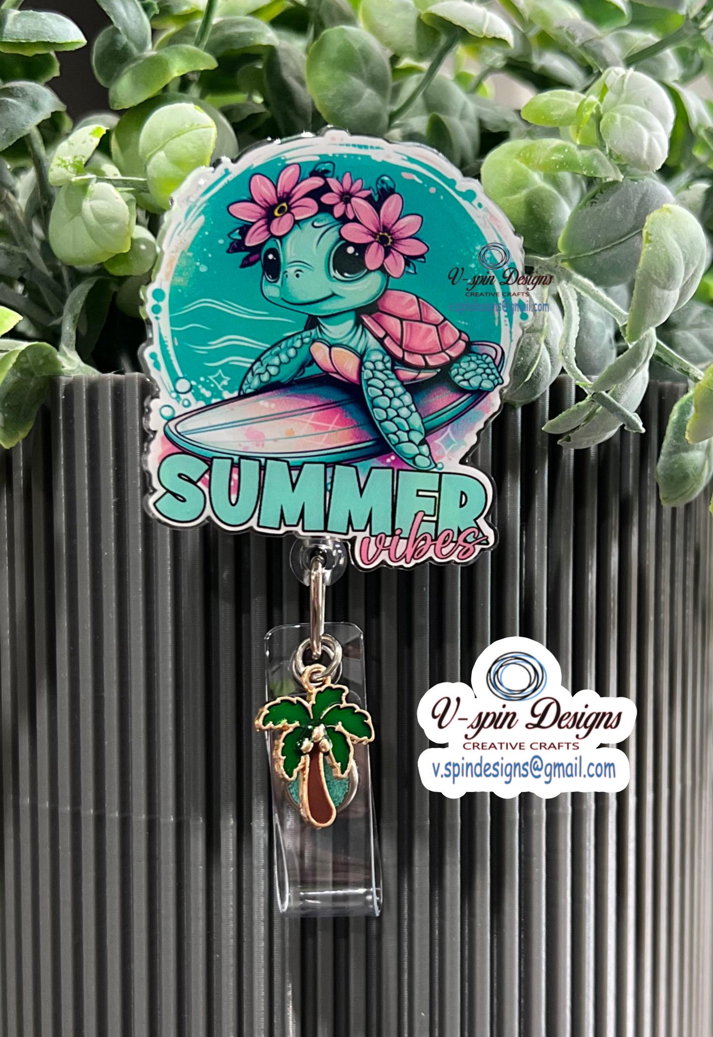 Summer Sea Turtle retractable badge reel/ID holder/nurse/card holder/teachers/students/ocean/summer badge reels